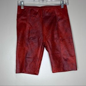Free People Red Suede Biker Shorts NWOT